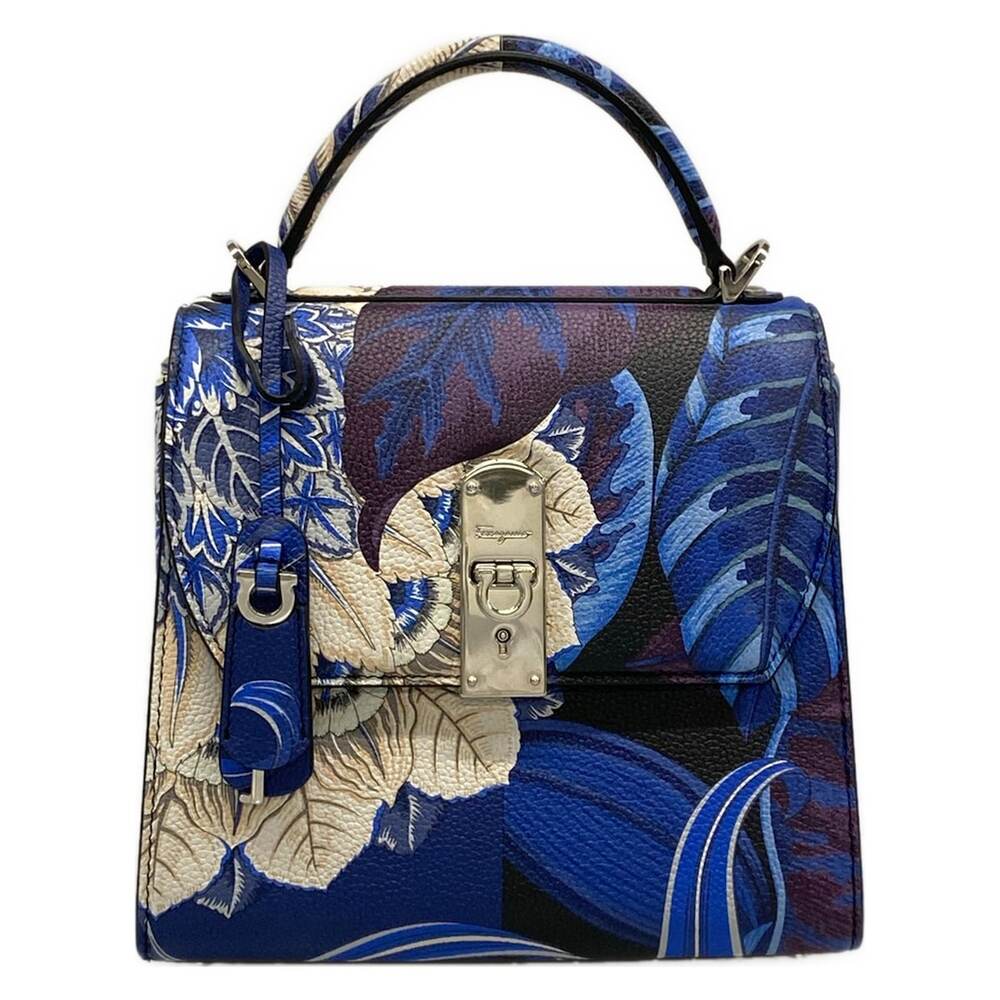 Salvatore Ferragamo Boxy's Medium Handbag Blue Purple Multi